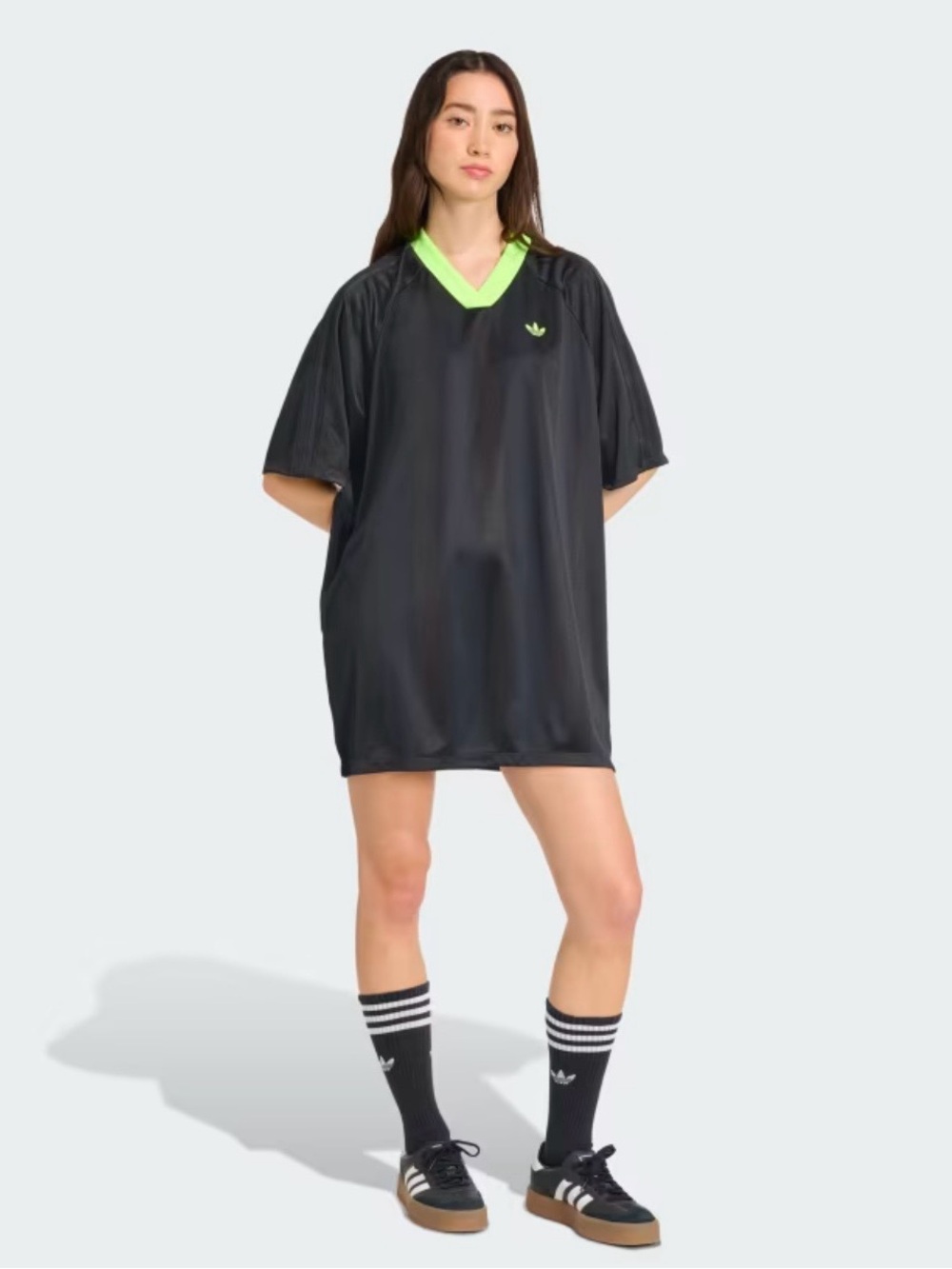 🆕 Adidas Originals Jacquard Soccer Jersey Dress Black Green Women’s Sz M & L